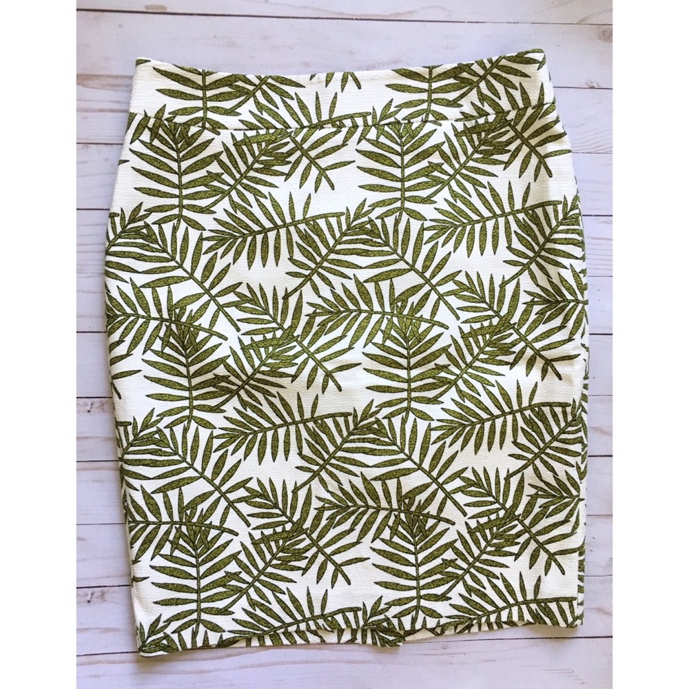 Ann Taylor Factory | tropical leaf skirt | 8